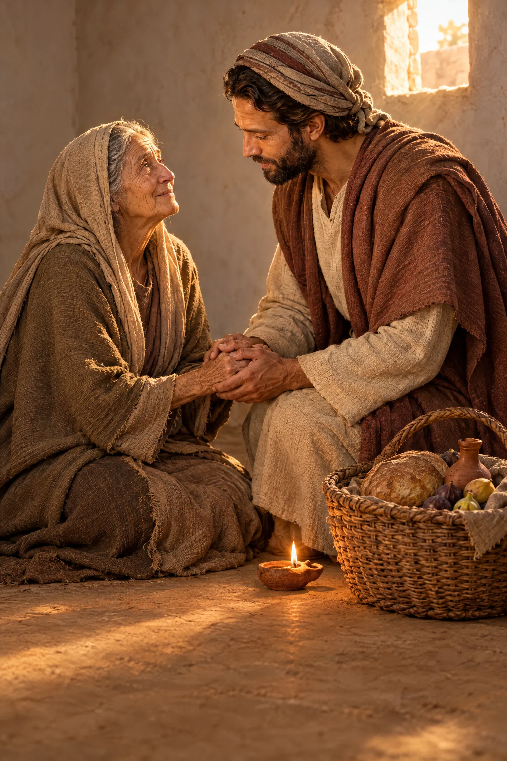 Timothy Brings Food to a Praying Widow