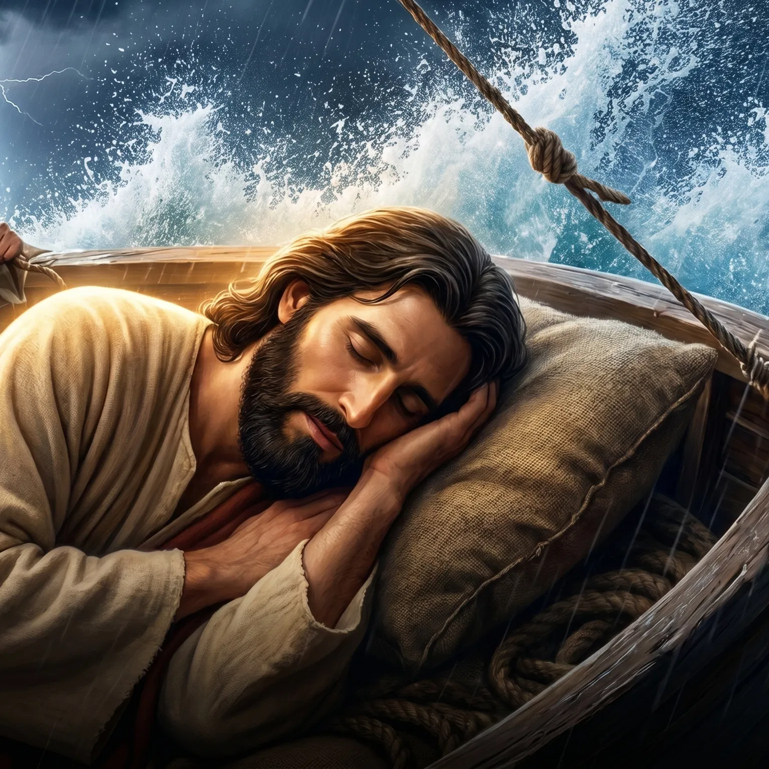 Jesus Asleep in the Boat During the Storm