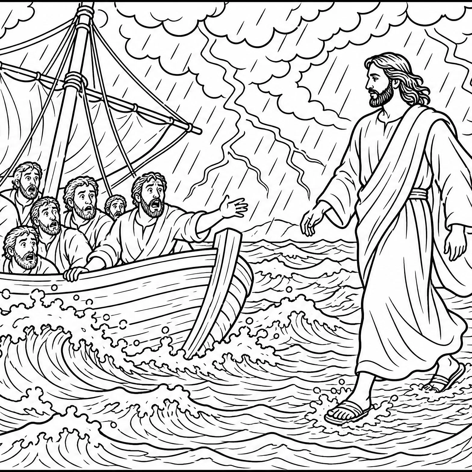 Walking on the Sea of Galilee - Coloring In
