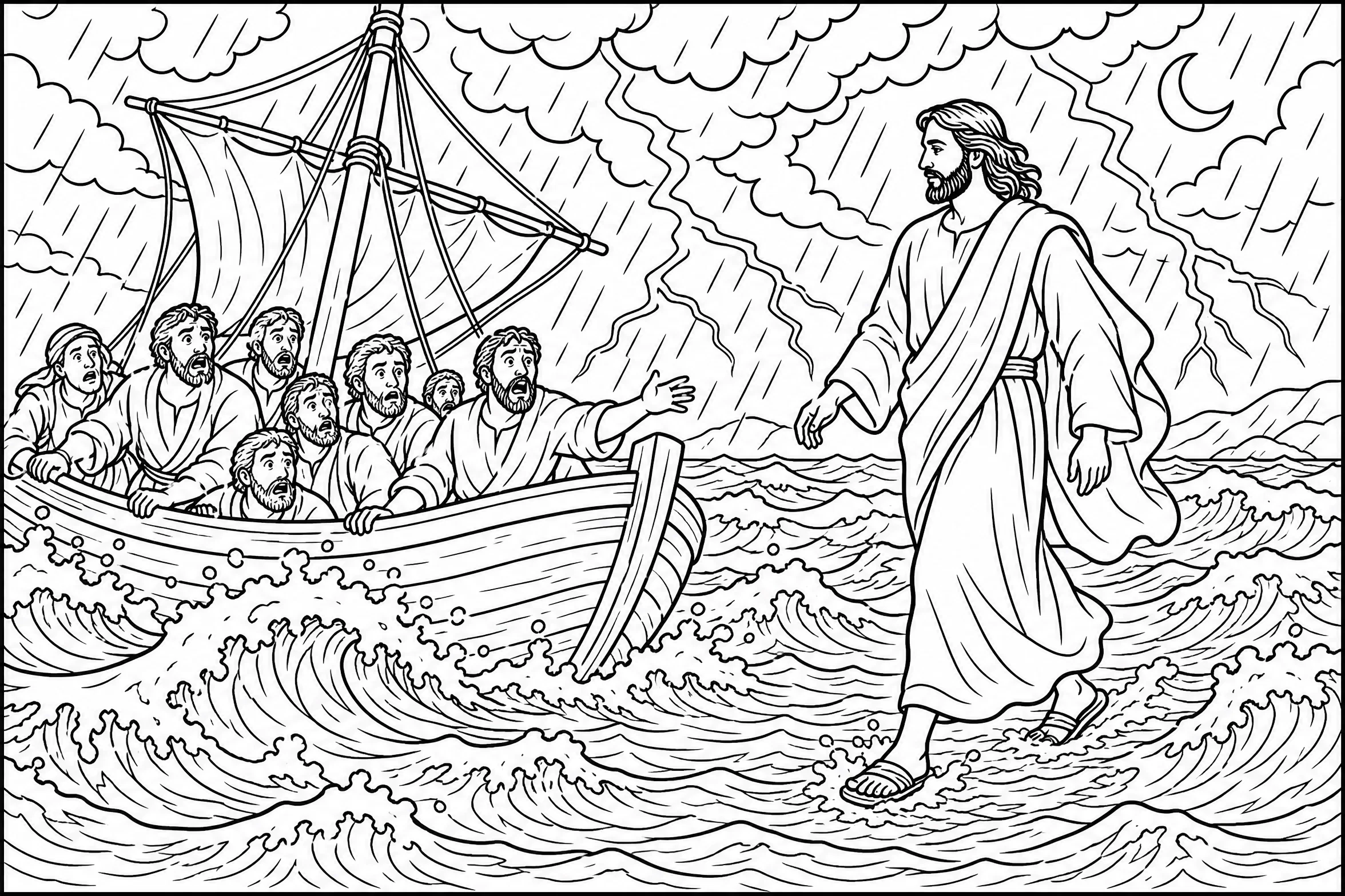 Walking on the Sea of Galilee - Coloring In