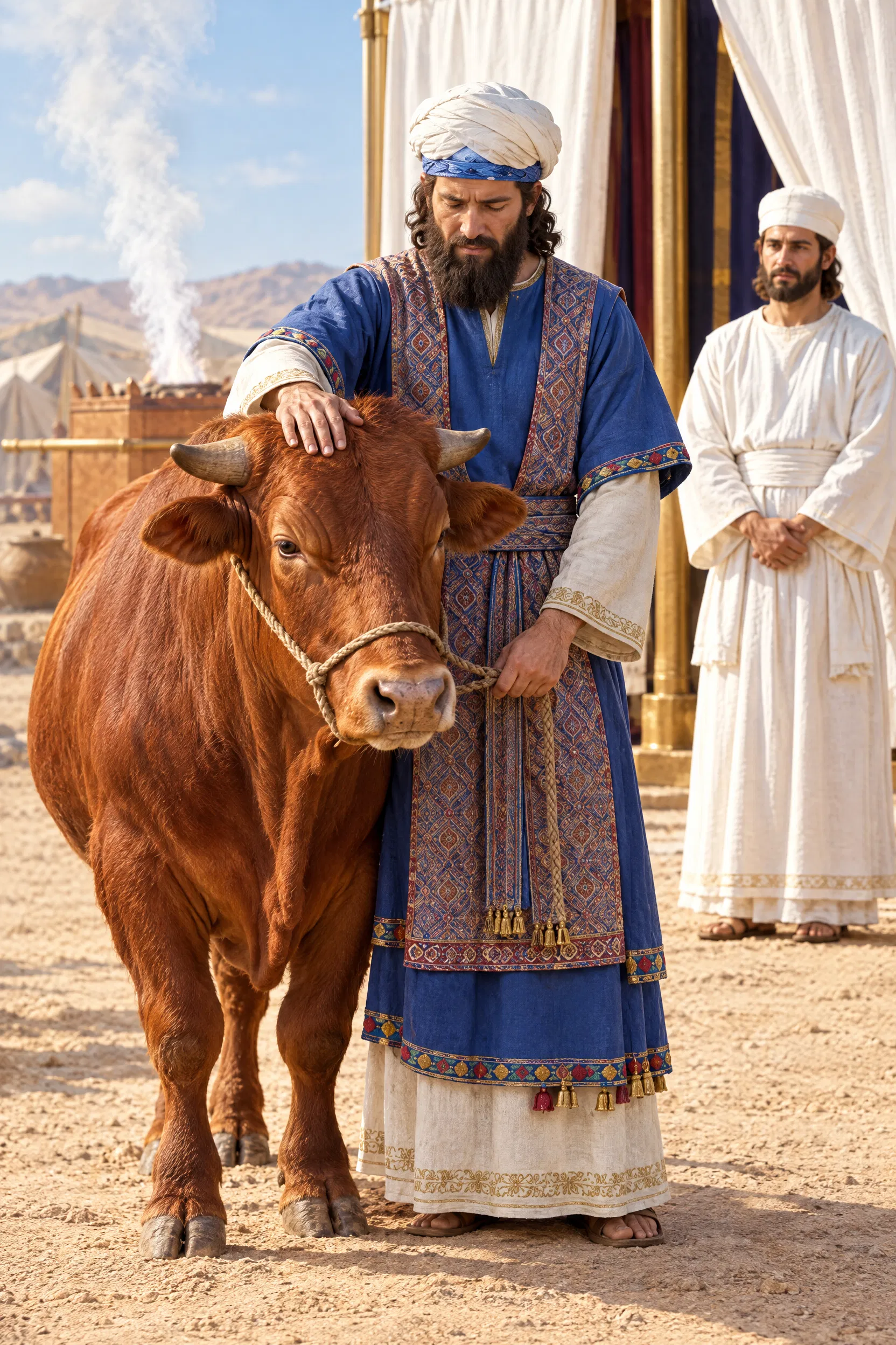 Israelite Leads an Ox to the Tabernacle