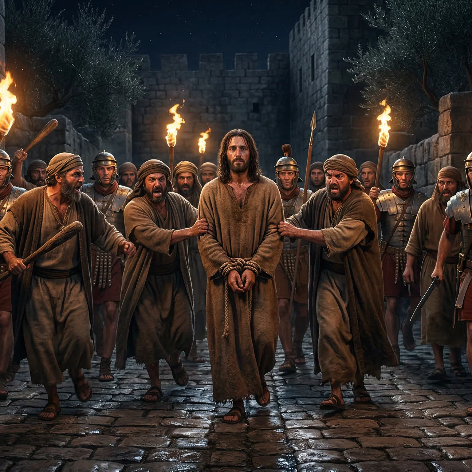 The Arrest and Forced March of Jesus