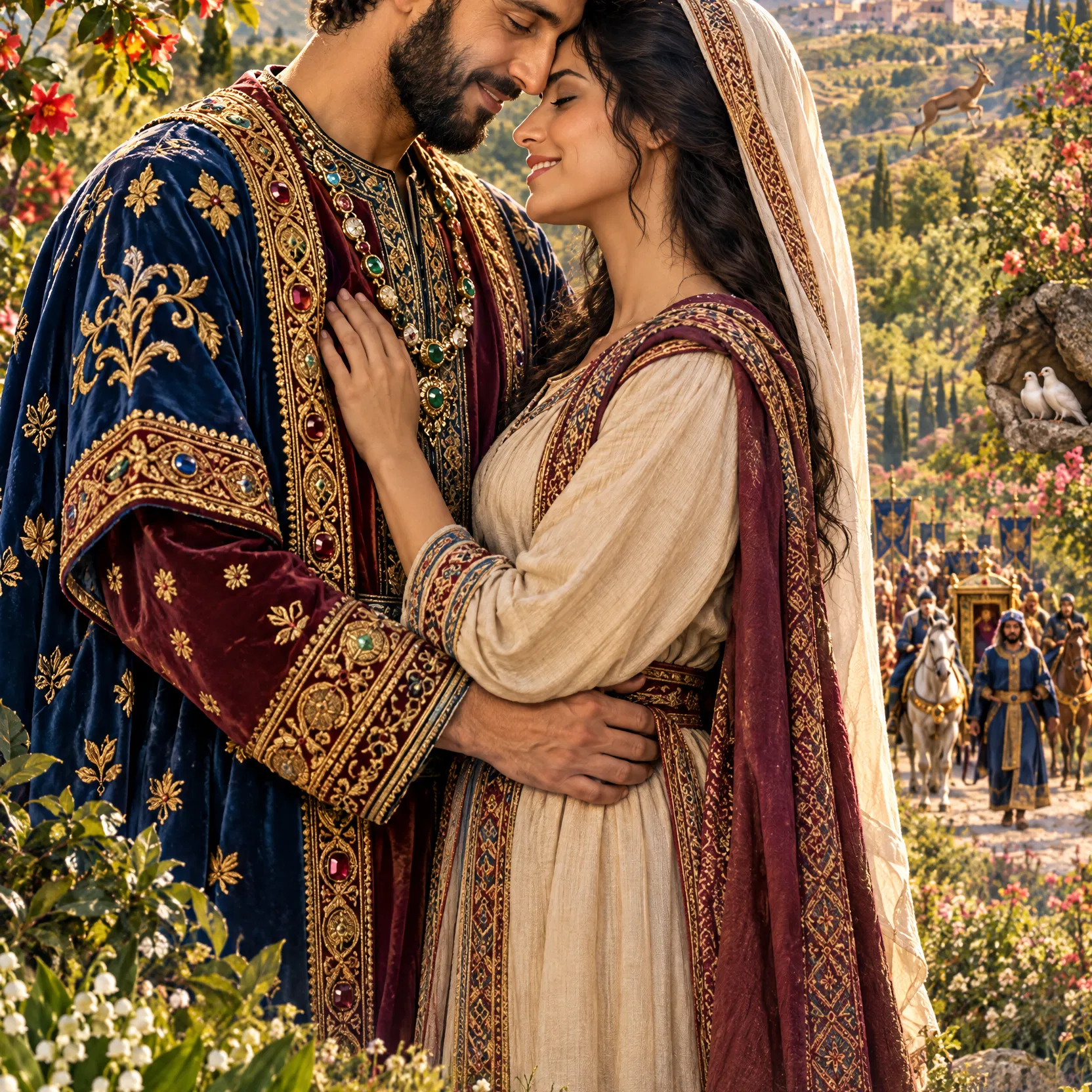 The Bridegroom and Bride in the Spring Garden