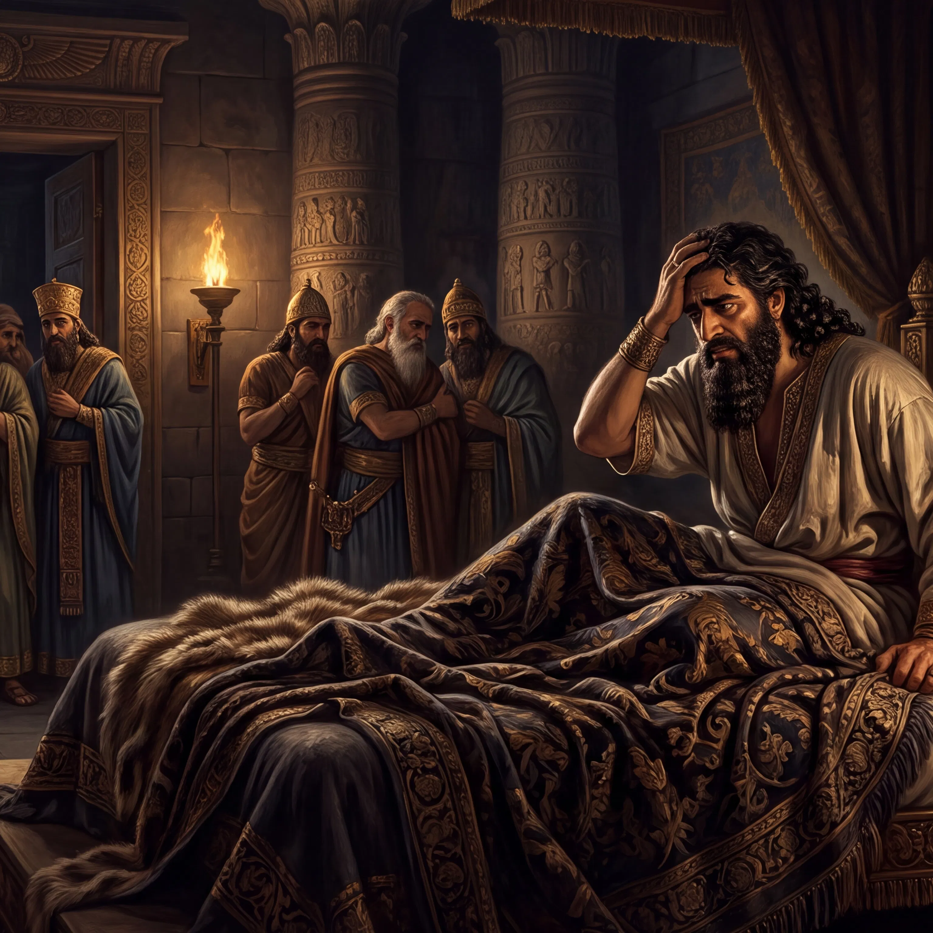 Nebuchadnezzar Wakes Troubled in His Bedchamber