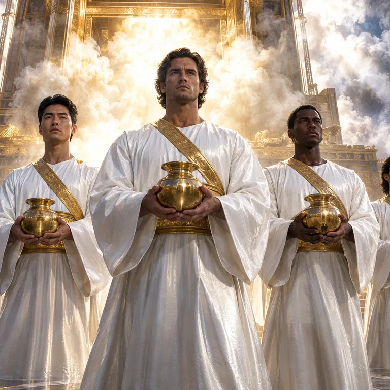 Seven Angels Carrying Golden Bowls From the Temple