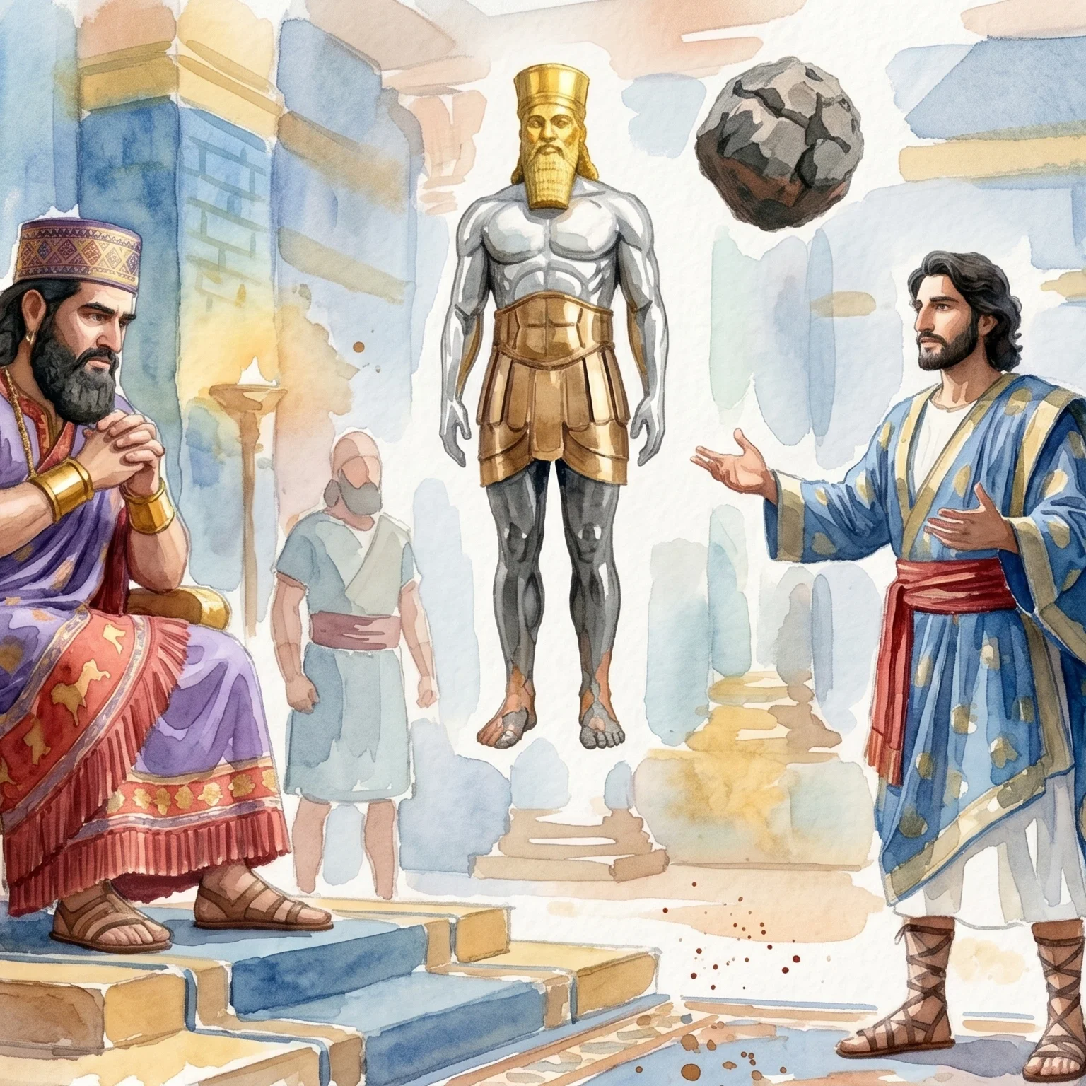 Daniel explains the dream to king Nebuchadnezzar