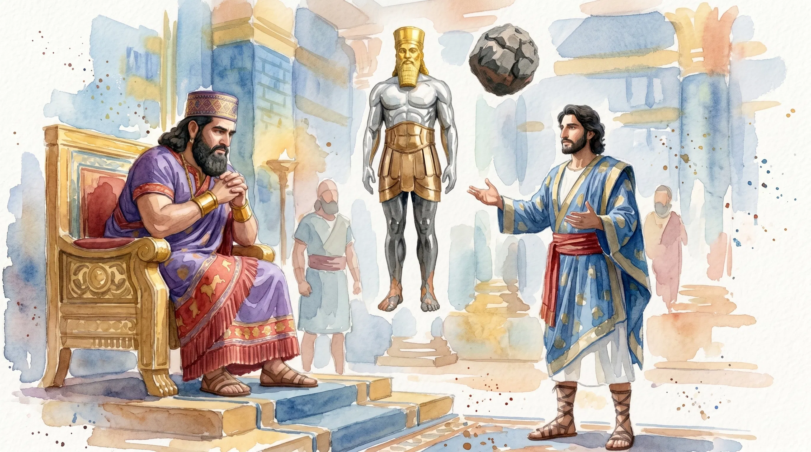 Daniel explains the dream to king Nebuchadnezzar