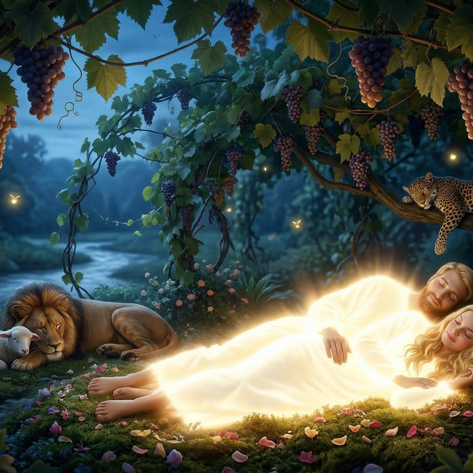 Serene Slumber in Eden's Lush Garden