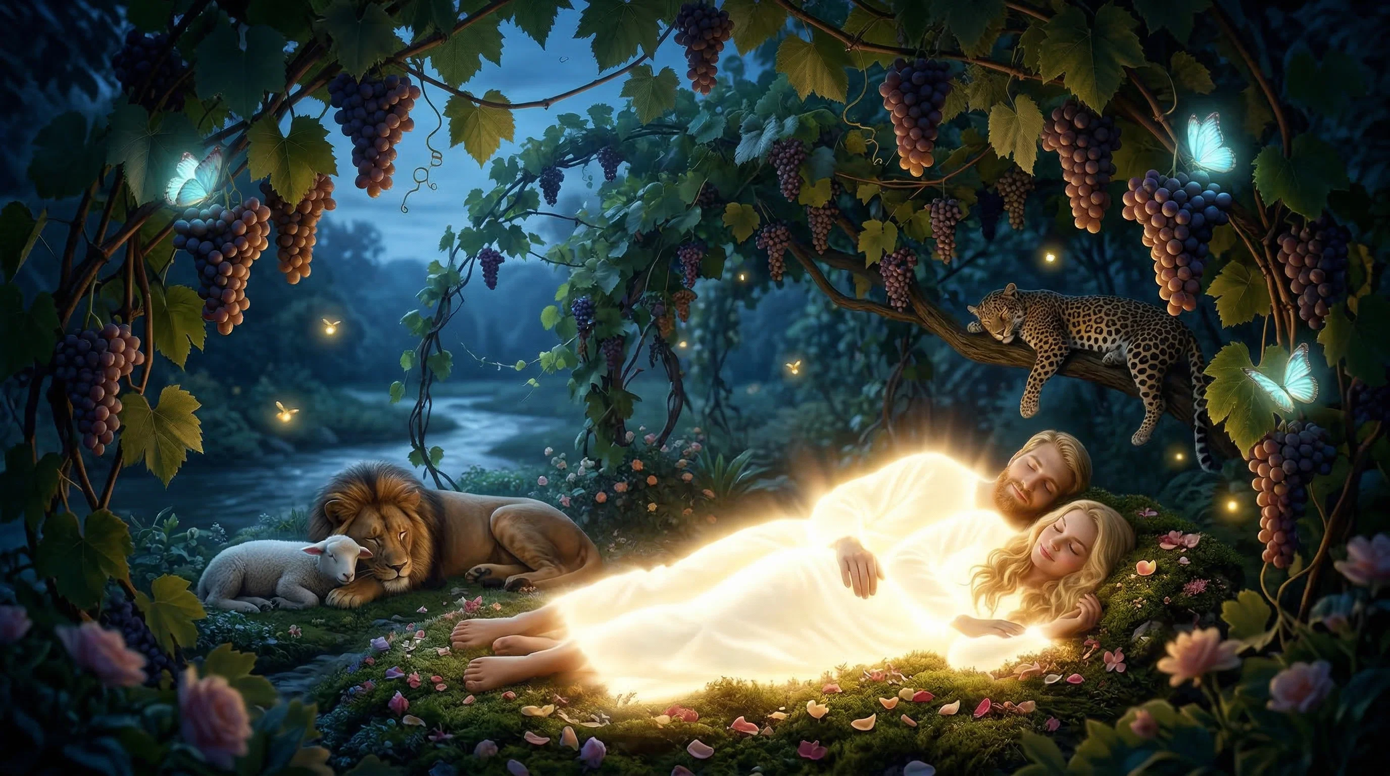 Serene Slumber in Eden's Lush Garden
