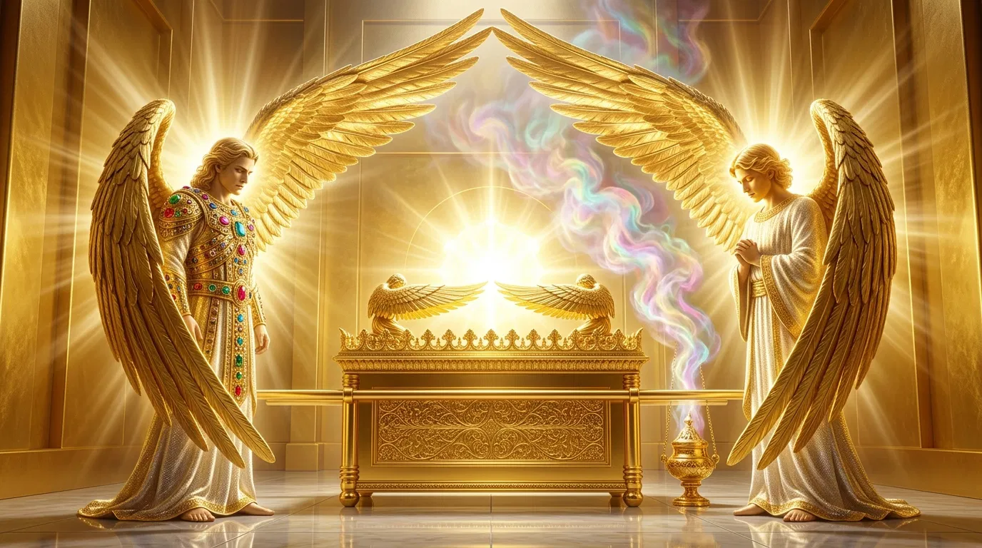 Two Angels Beside the Ark in the Heavenly Sanctuary