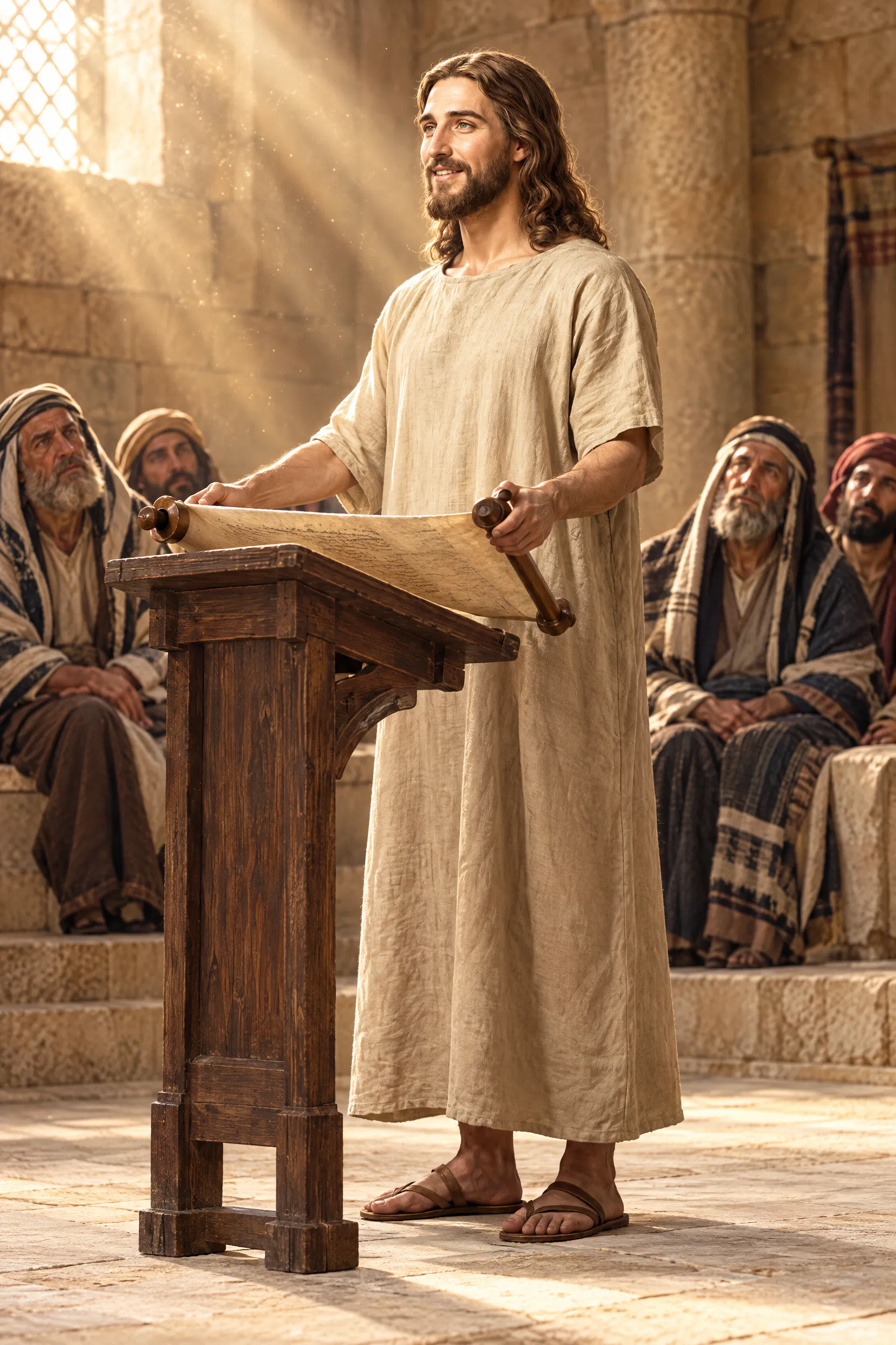 Jesus Reads the Scroll in the Nazareth Synagogue