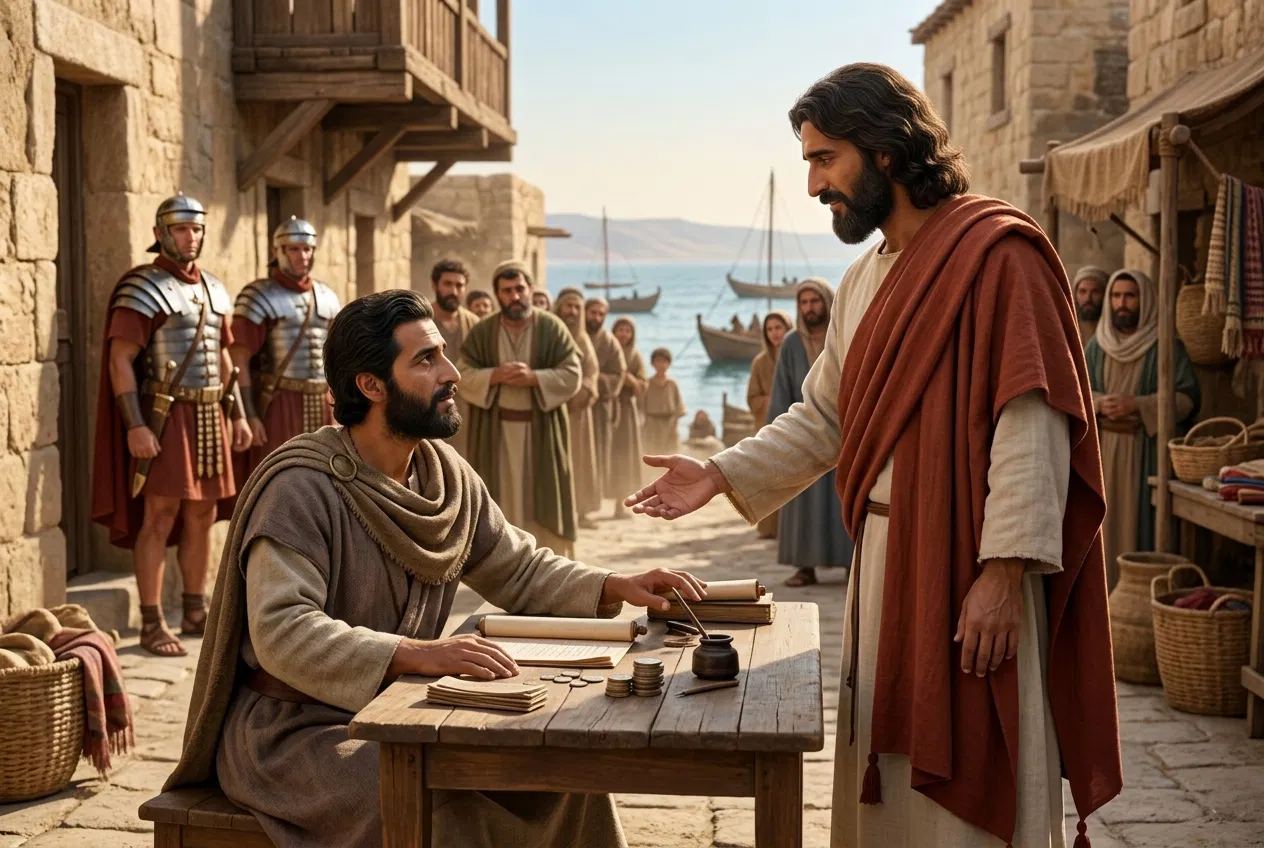 Jesus Calls Matthew From His Tax Table