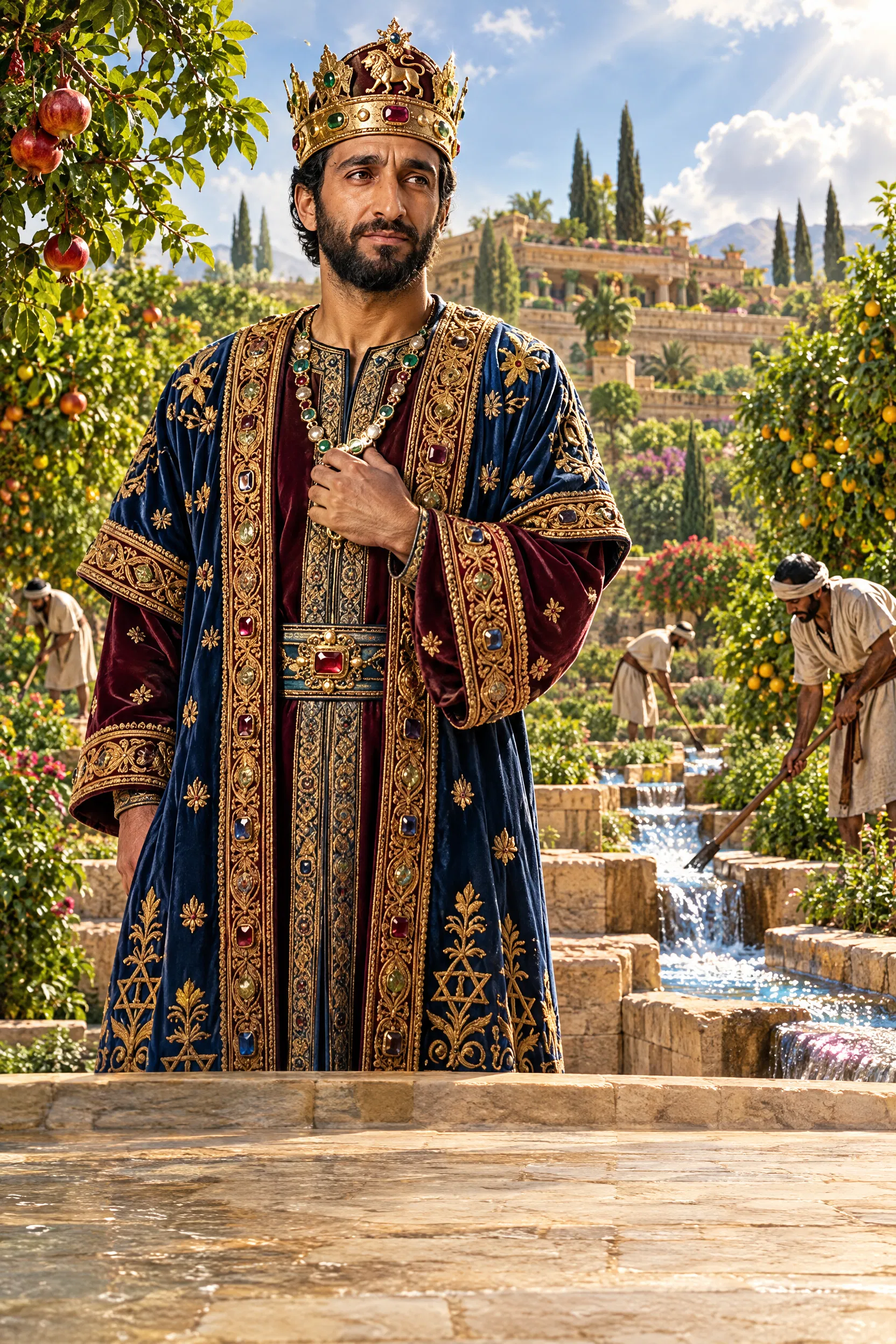 King Solomon Watches Gardeners Turn the Water Streams