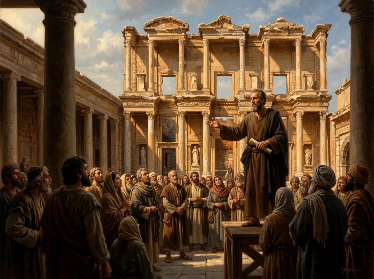 Paul Preaching Before the Library at Ephesus