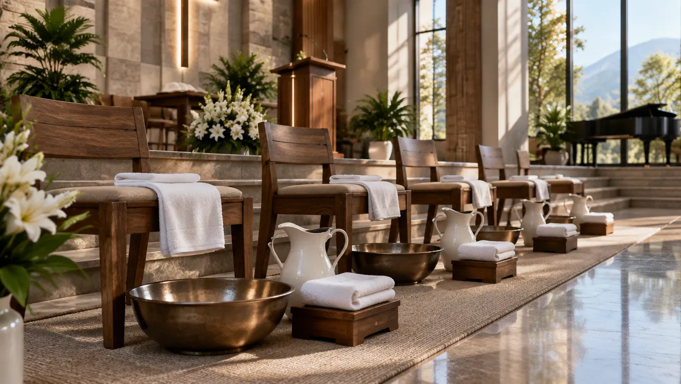 Foot Washing Service Set Up in a Church