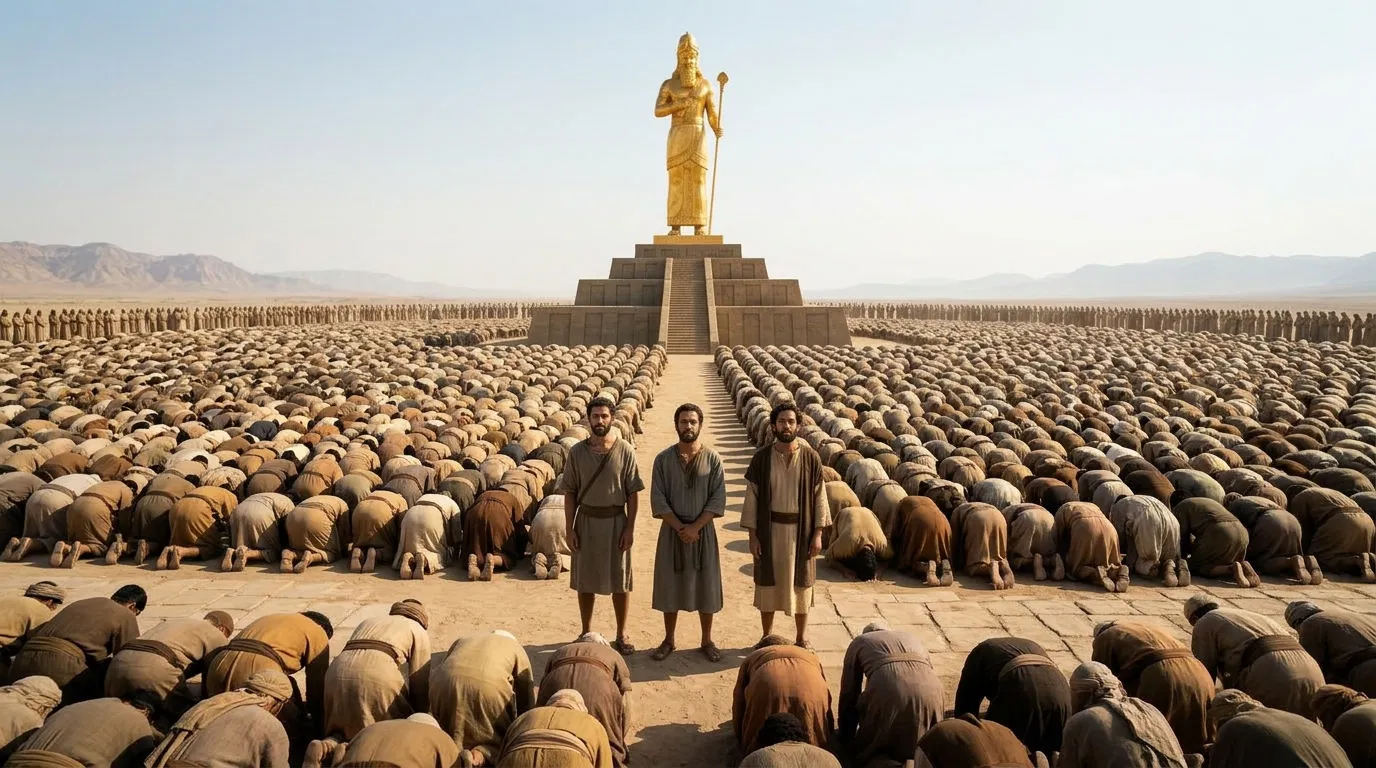 Three Men Stand Before the Golden Image at Dura