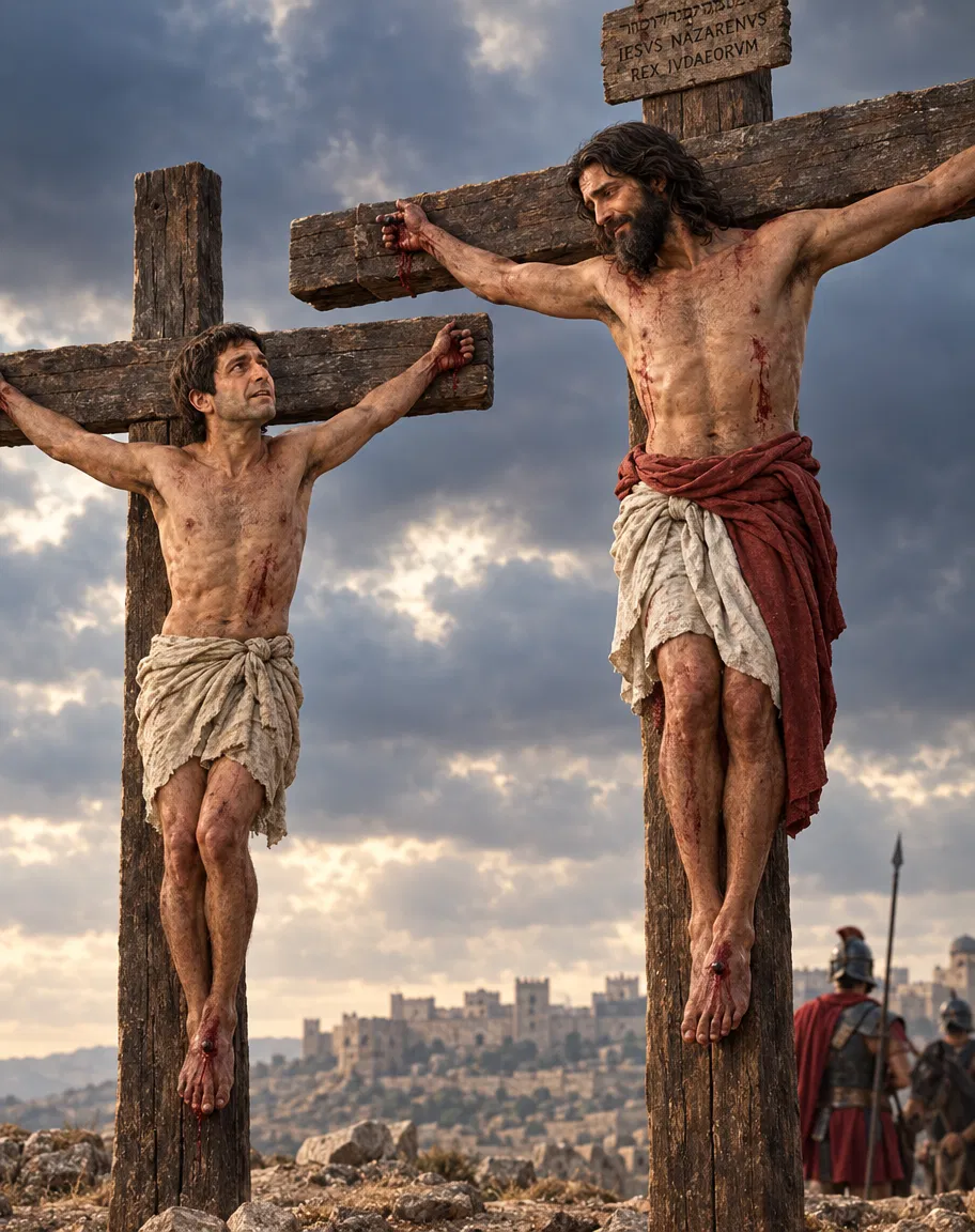 The Thief and Jesus on the Crosses