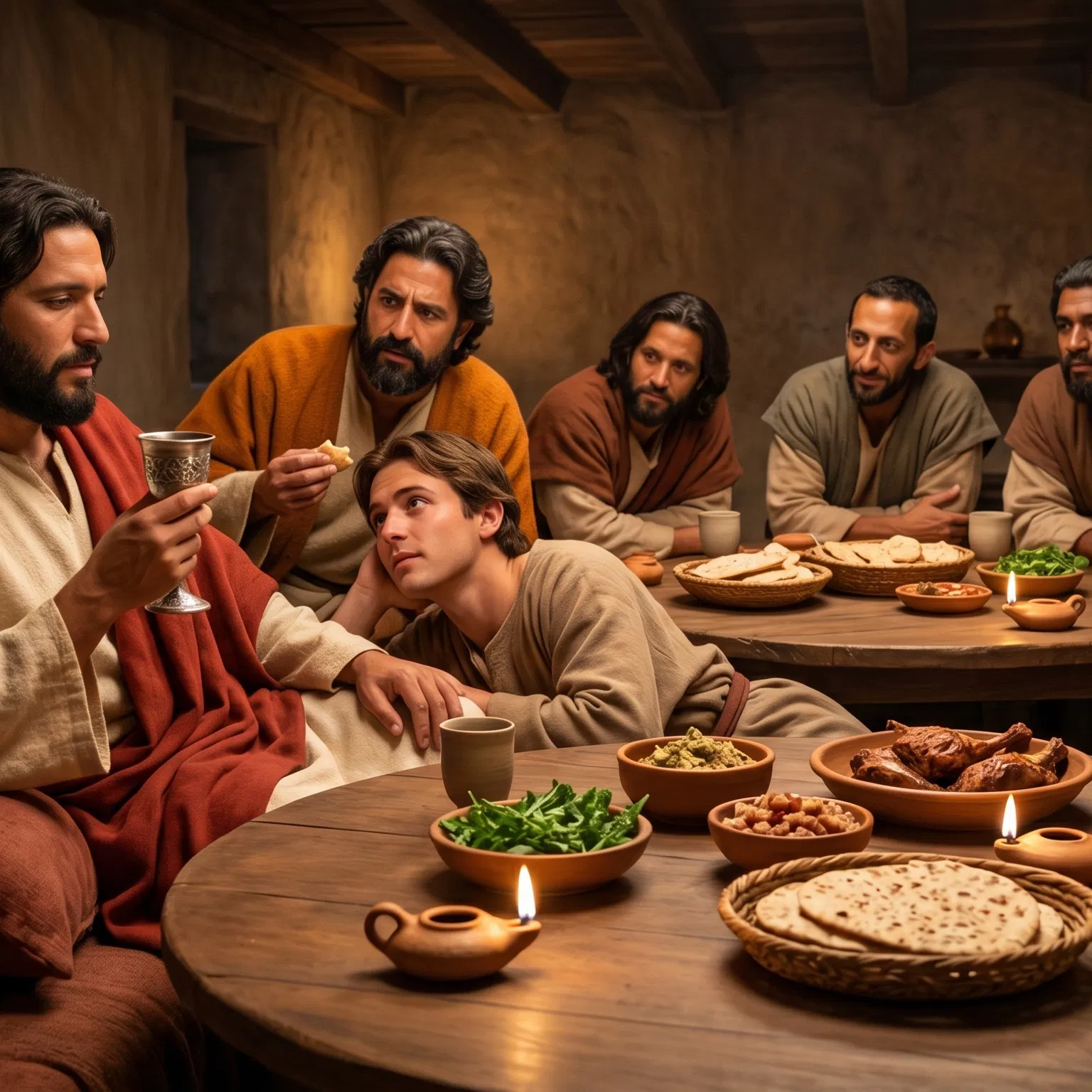 Jesus Holds the Cup at the Passover Meal
