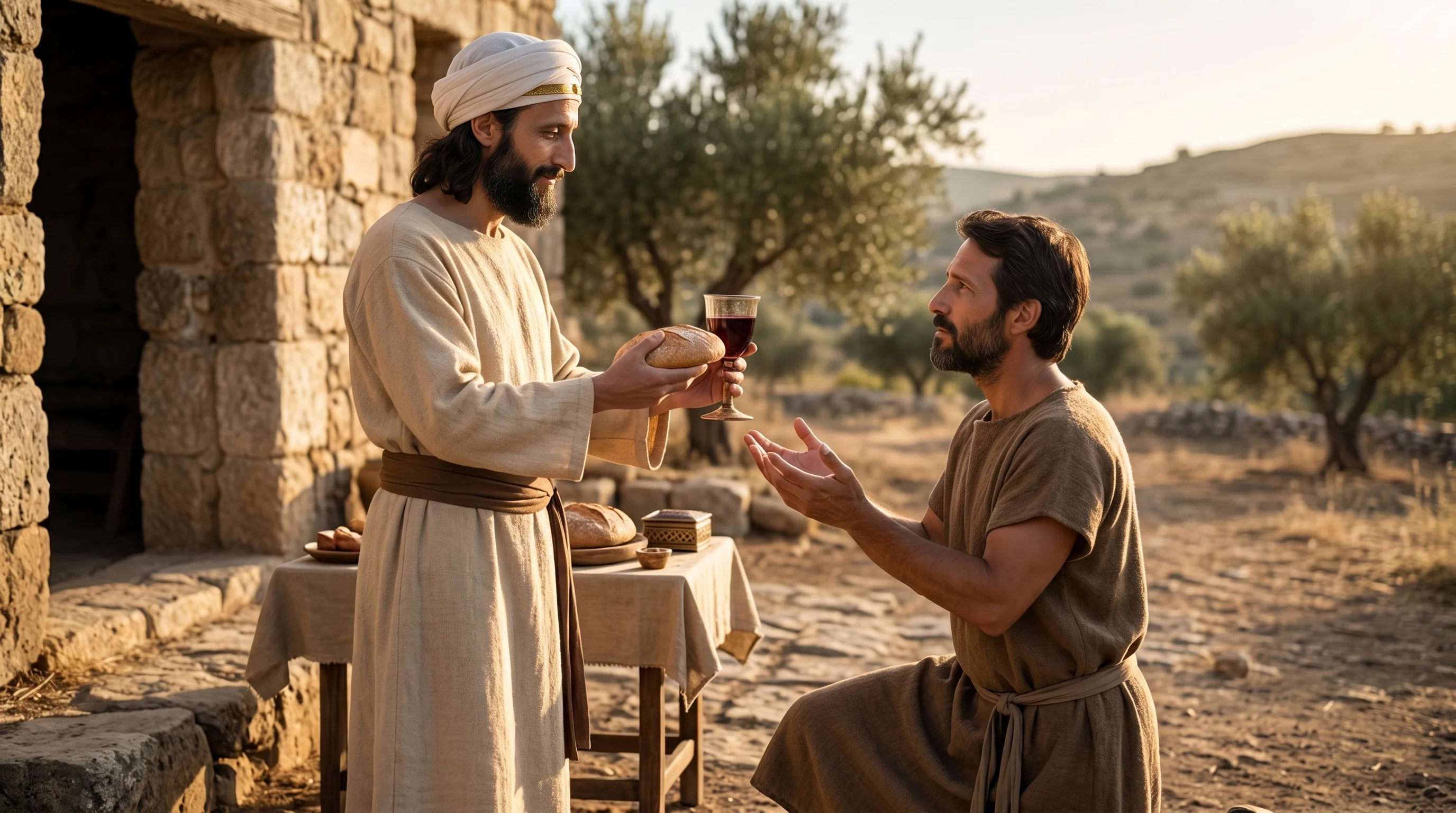 Melchizedek Blesses Abram and Offers Bread and Wine
