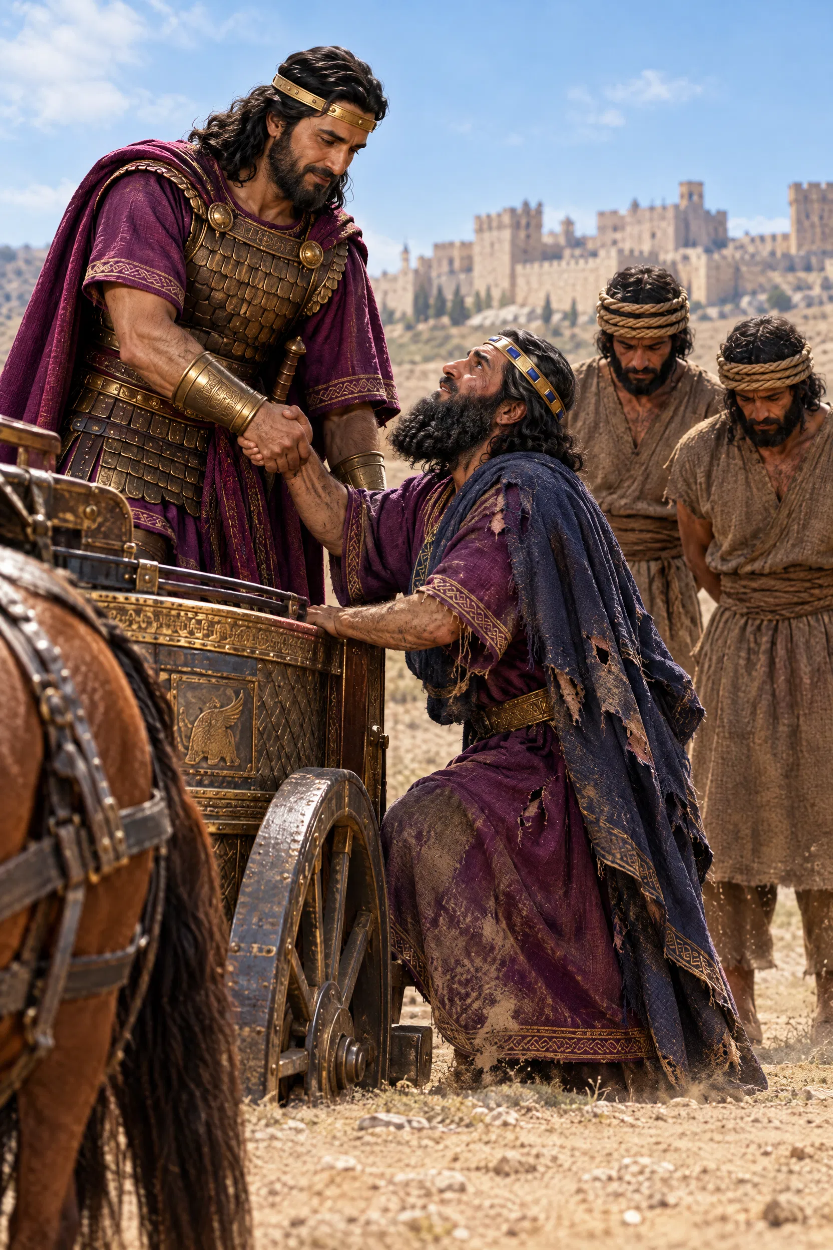 Ahab Welcomes Ben-hadad Into His Chariot