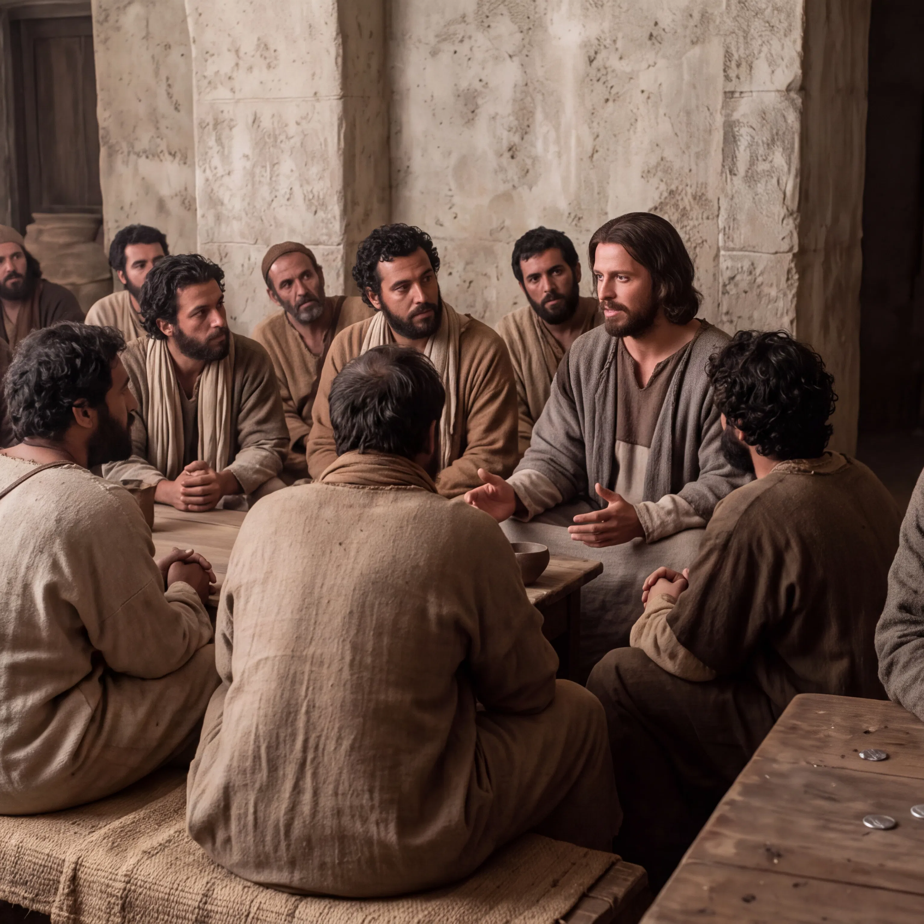 Judas Sits Apart With Silver Near Jesus