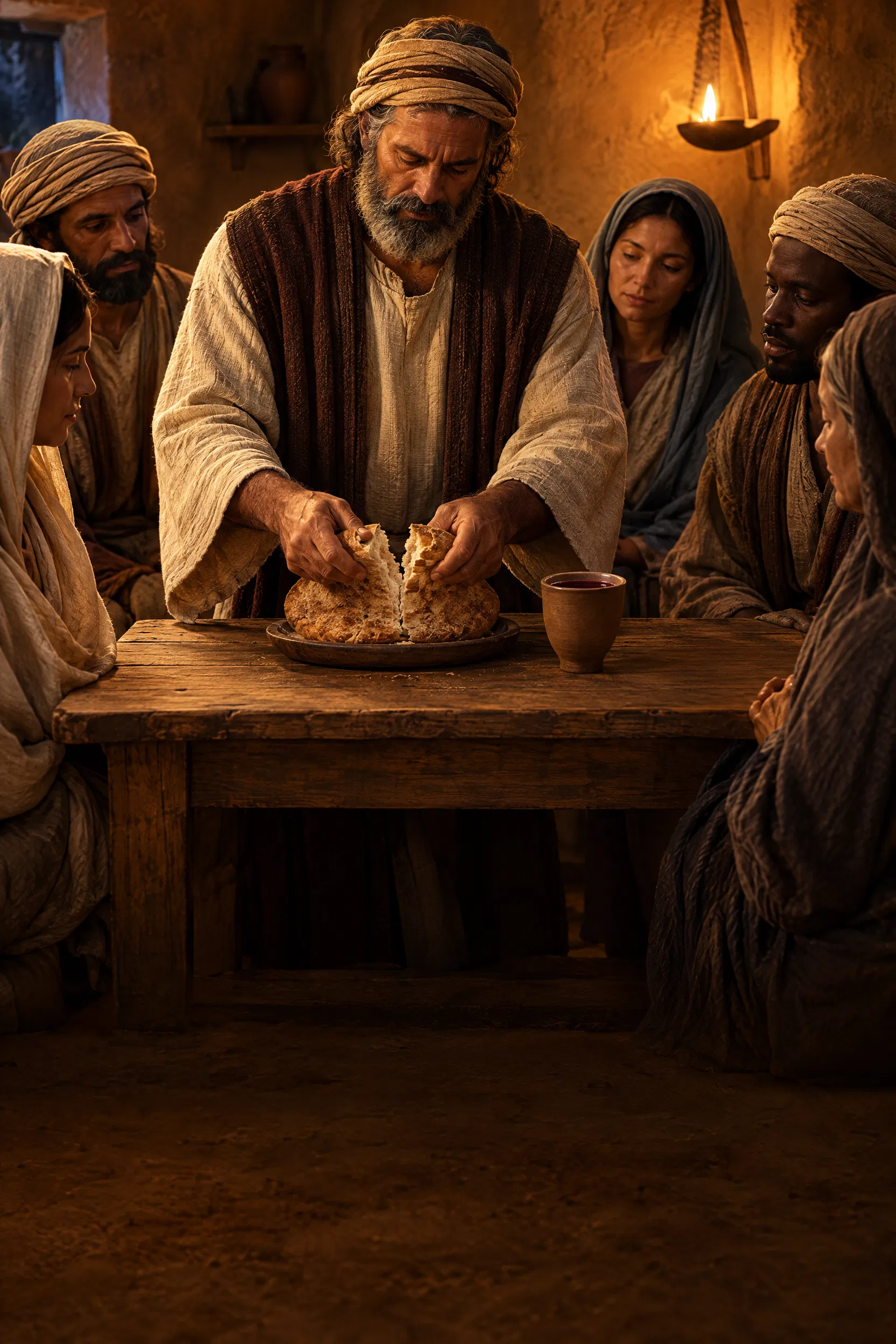 A Church Elder Breaks Bread at the Lord's Supper