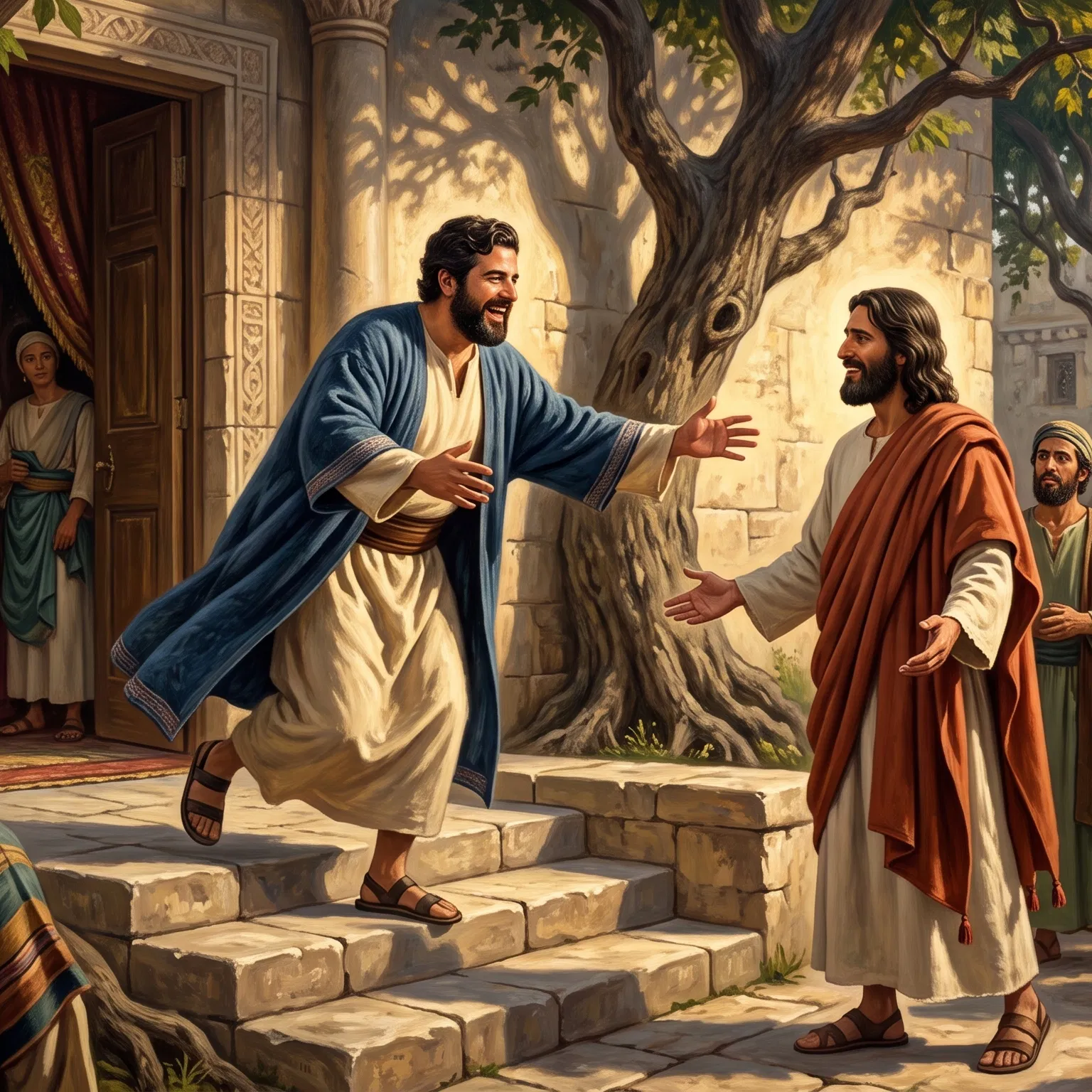 Zacchaeus Welcomes Jesus Joyfully at His House