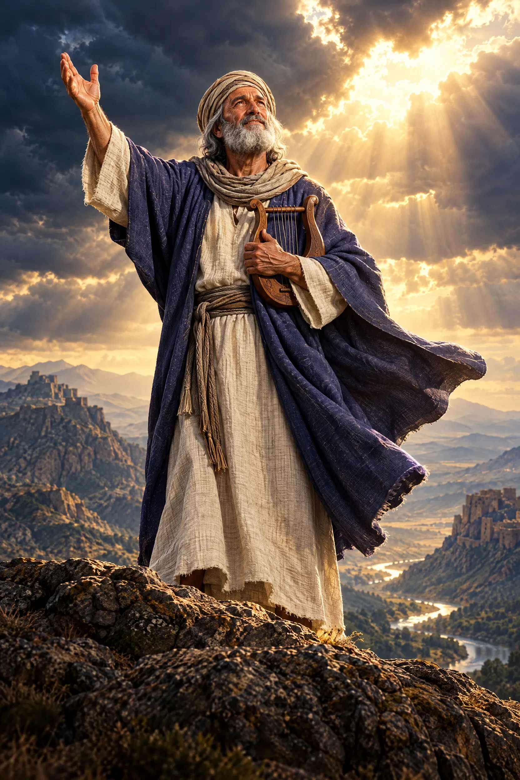 David Sings Praise to the Lord on a Crag