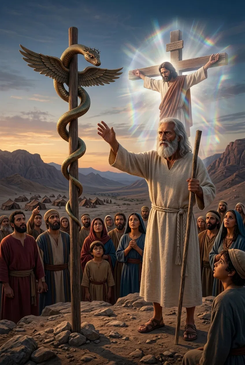 Moses Lifts the Bronze Serpent Before Israel