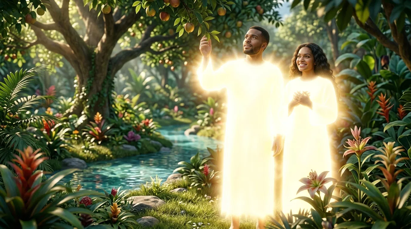 Adam and Eve in Eden Clothed in Light
