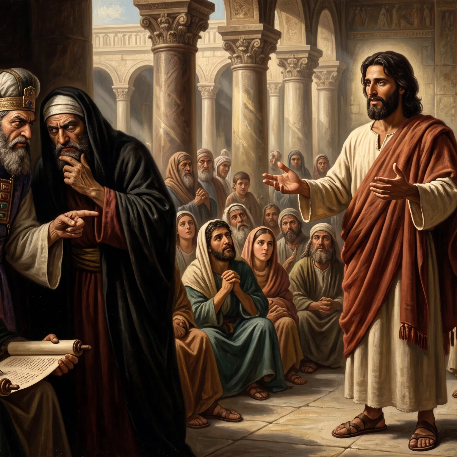 Jesus Teaching in the Temple as Leaders Plot