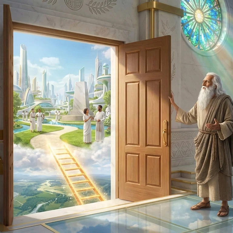 John invited to step through the door into Heaven
