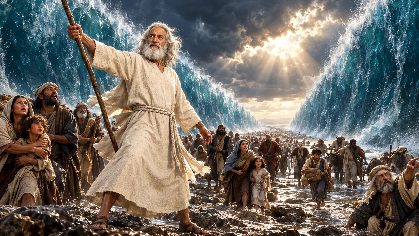 Moses Parting the Red Sea for Israel