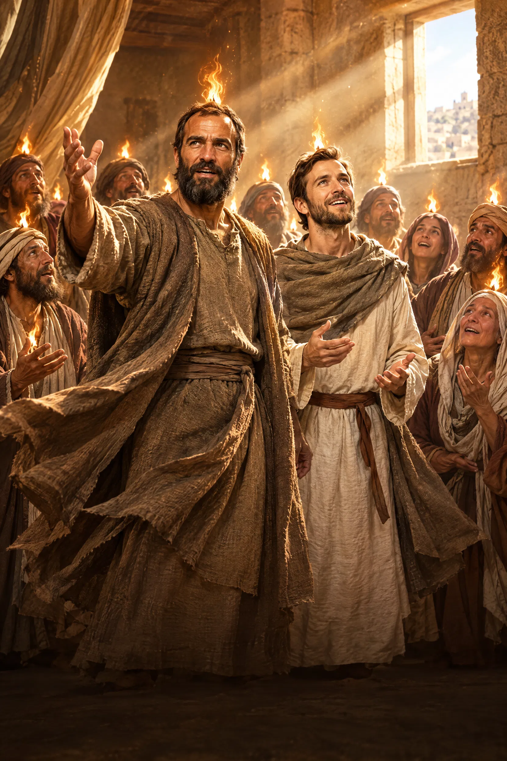 Disciples Receiving Tongues of Fire at Pentecost