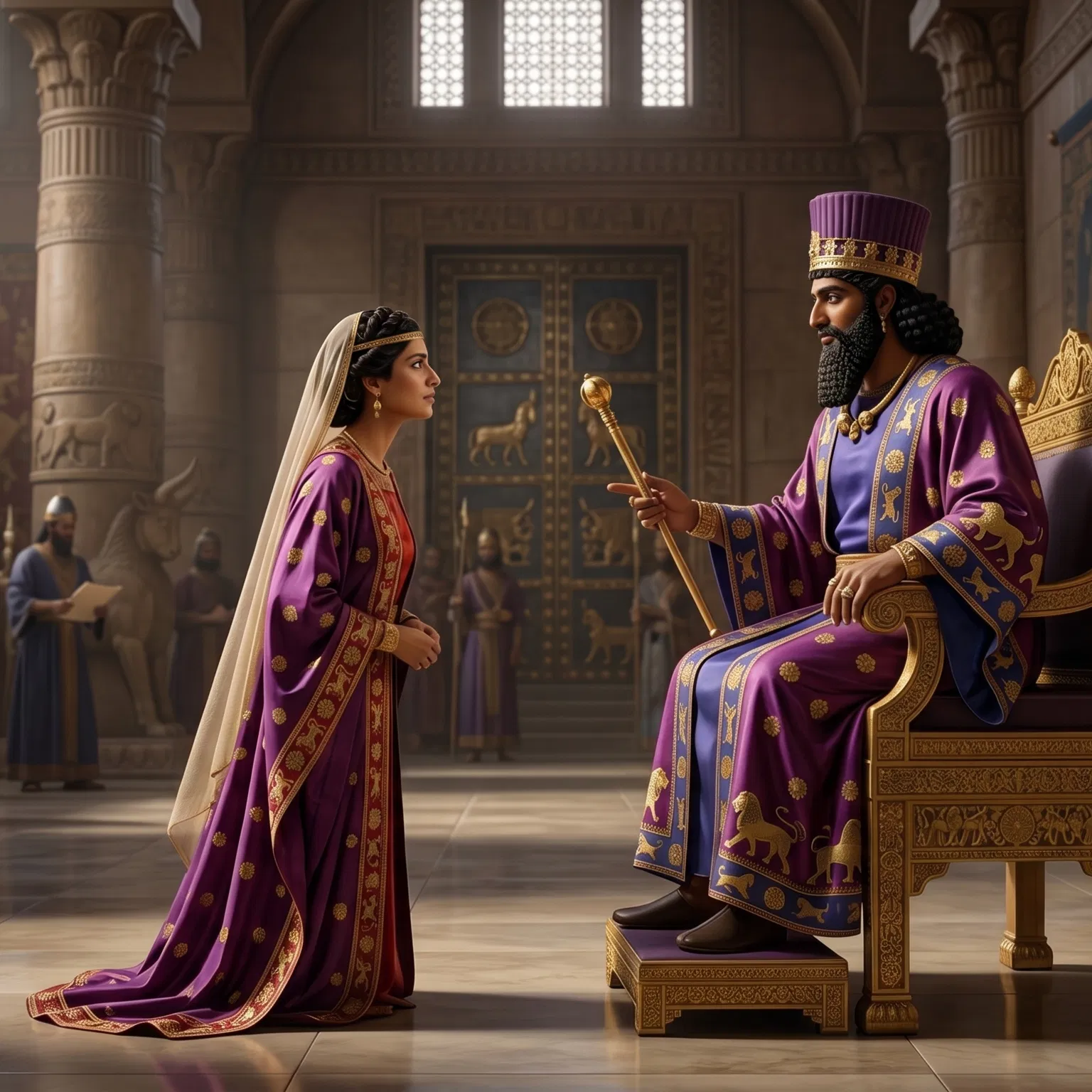 King Ahasuerus Speaks with Queen Esther in the Throne Hall