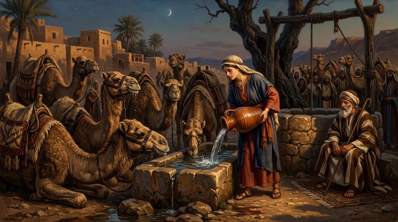 Rebekah Fills the Trough for the Camels