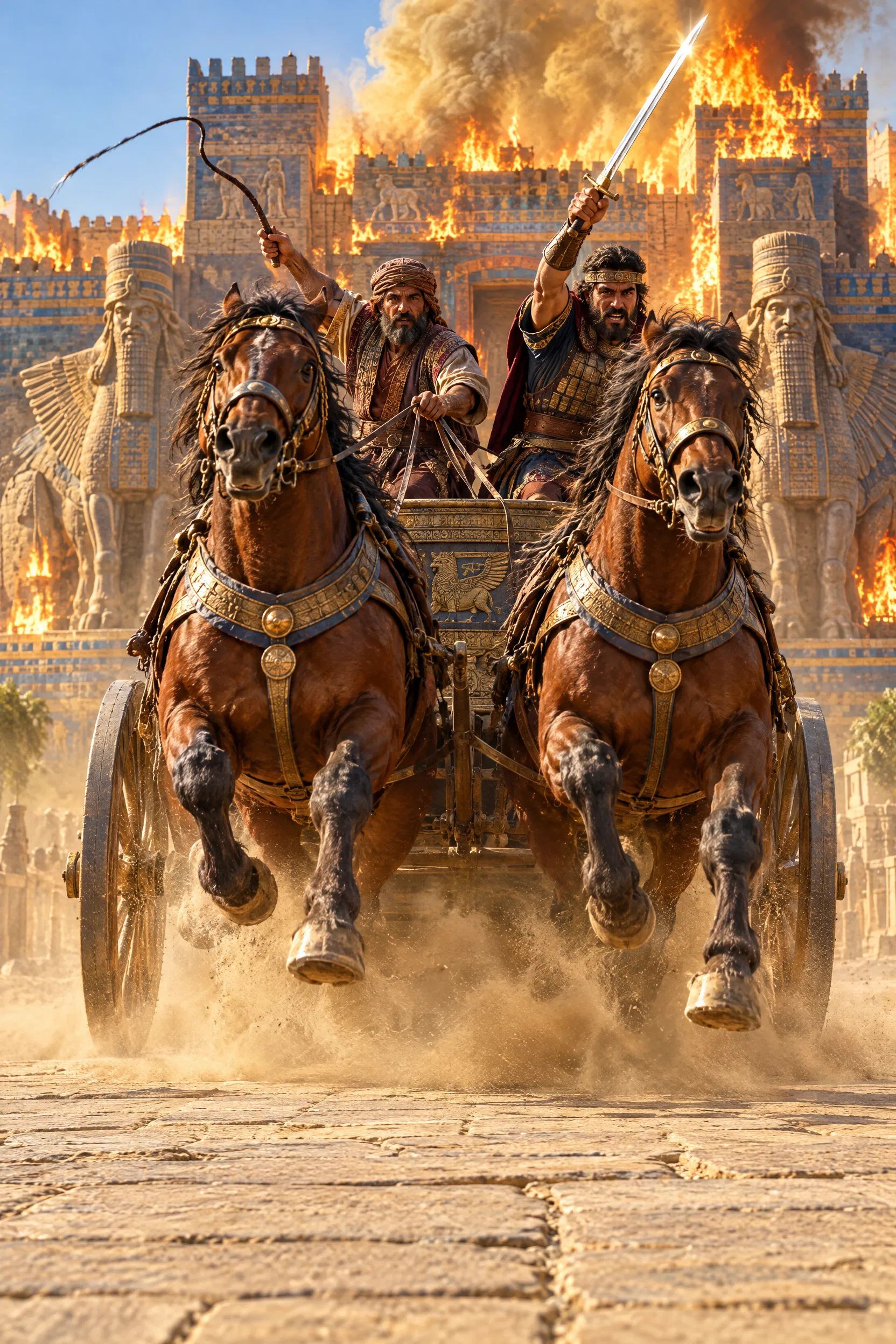 Chariot Charges Through Burning Nineveh