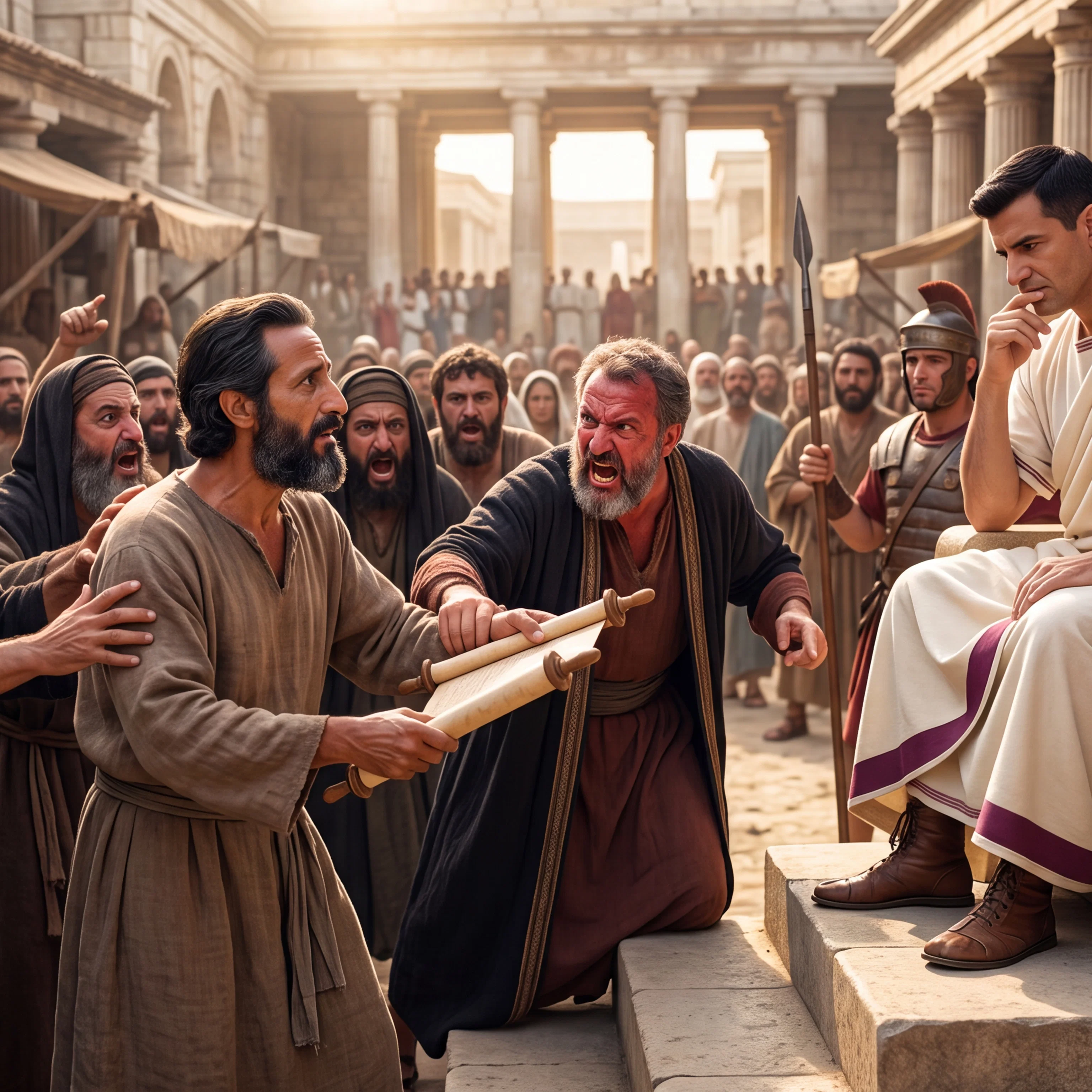 Apostle Paul Facing Hostile Crowds in Achaia