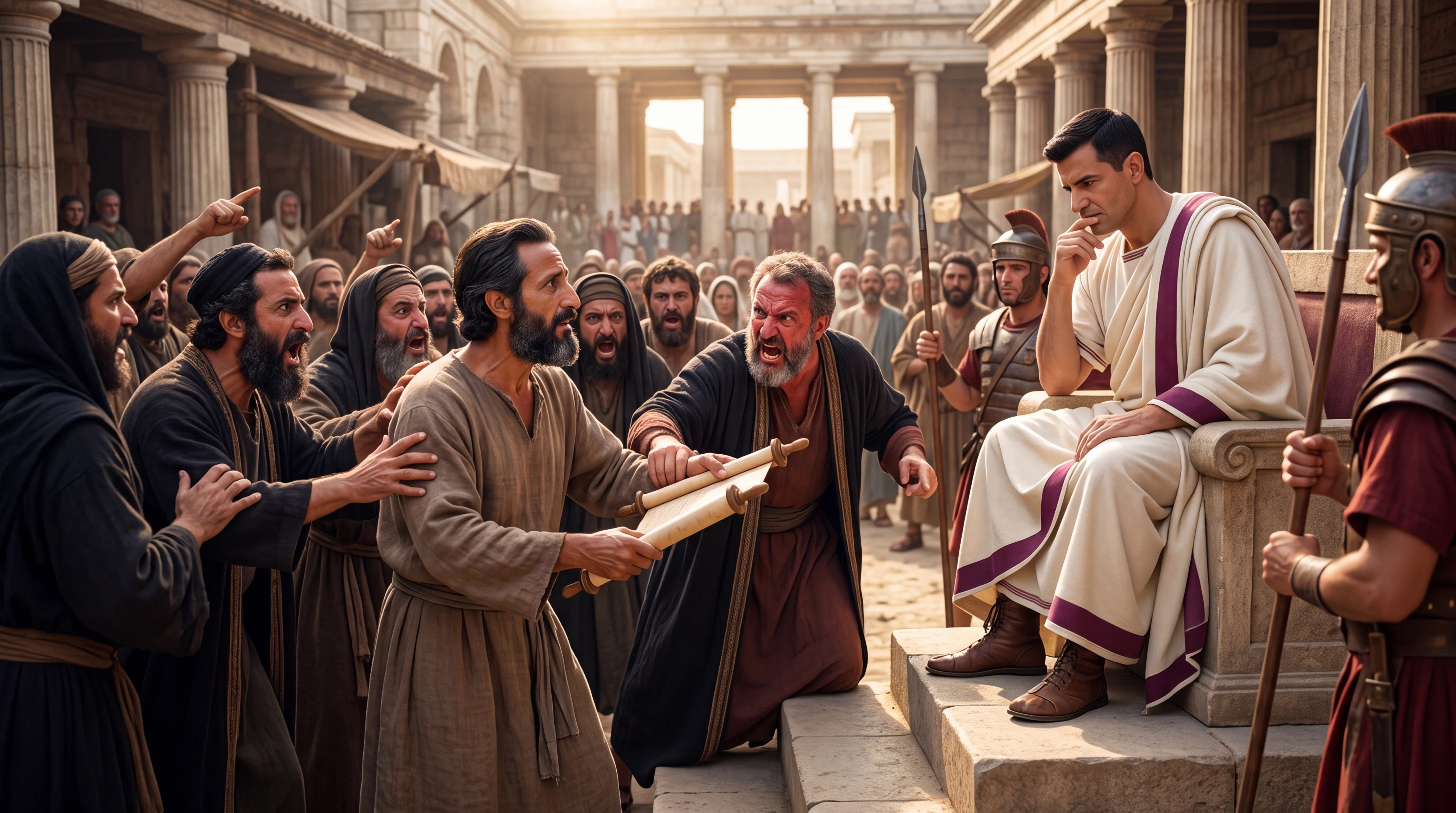Apostle Paul Facing Hostile Crowds in Achaia