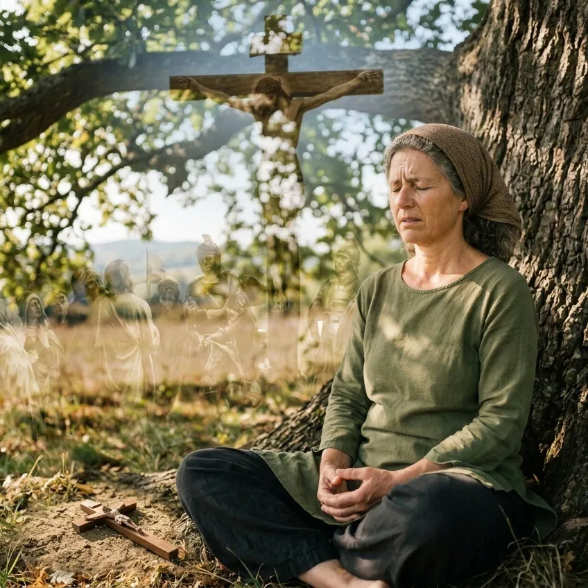 Under an  Olive Tree contemplating the cross