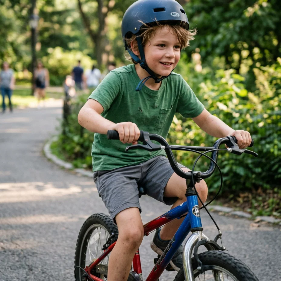 A Boy Riding a Bicycle