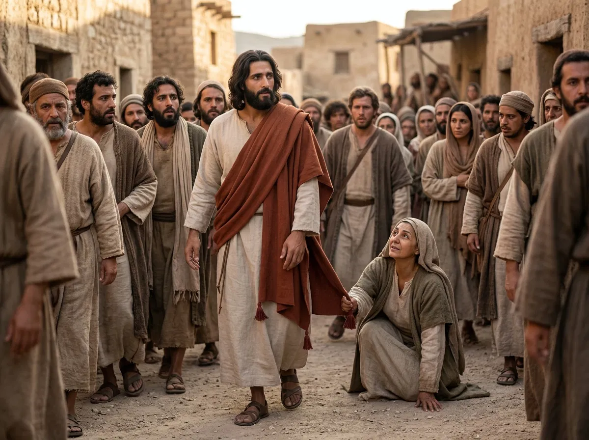 Woman Touches the Hem of Jesus' Robe