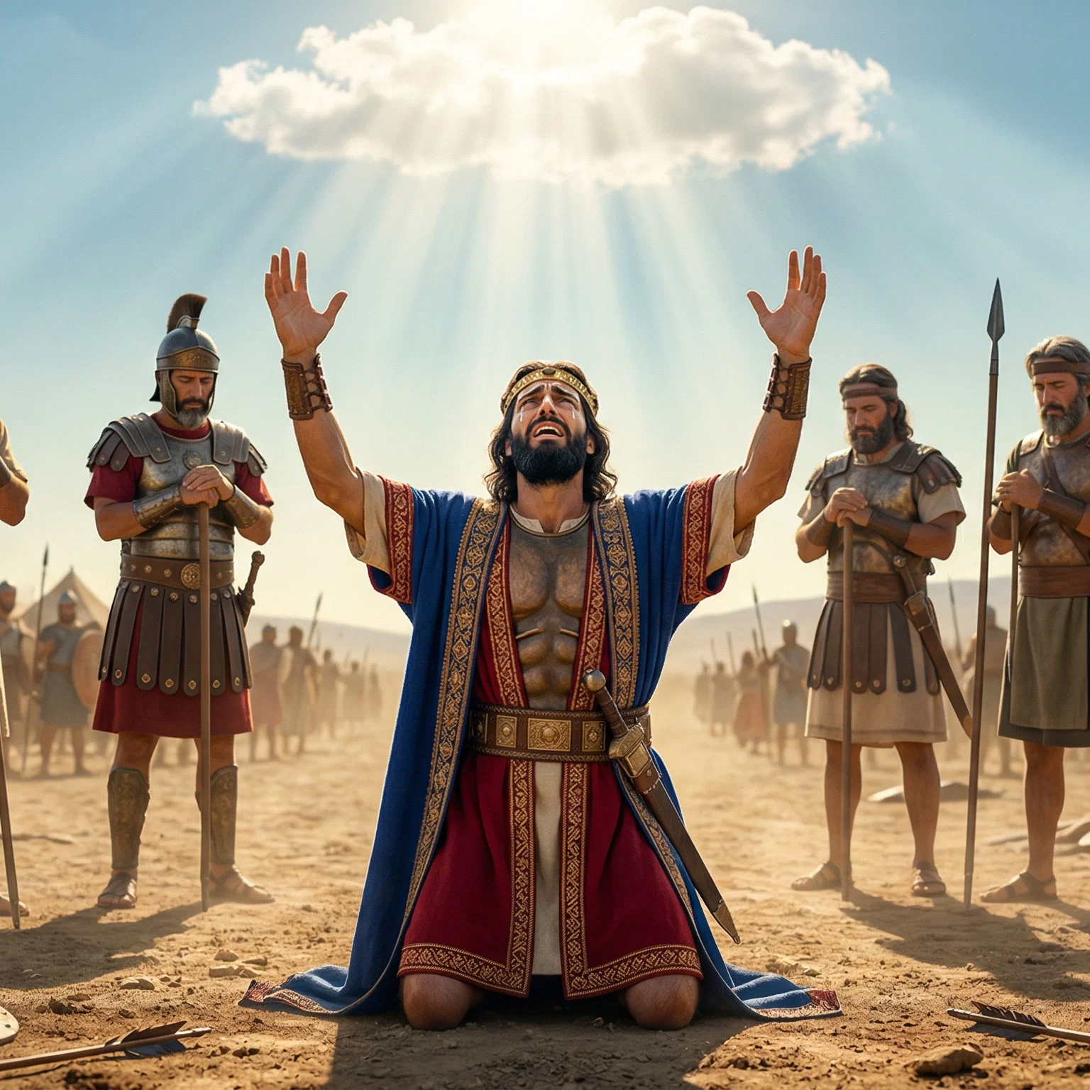 King Asa Prays Amidst the Dust
