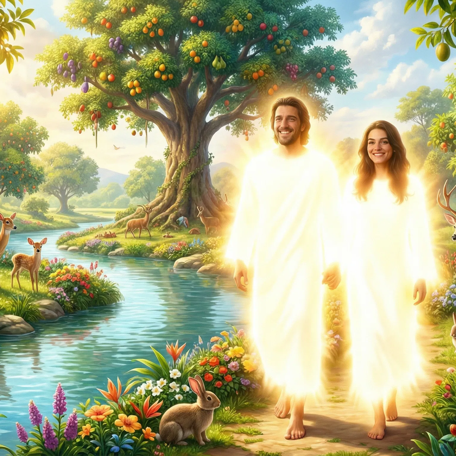 Adam and Eve Walking in the Garden of Eden