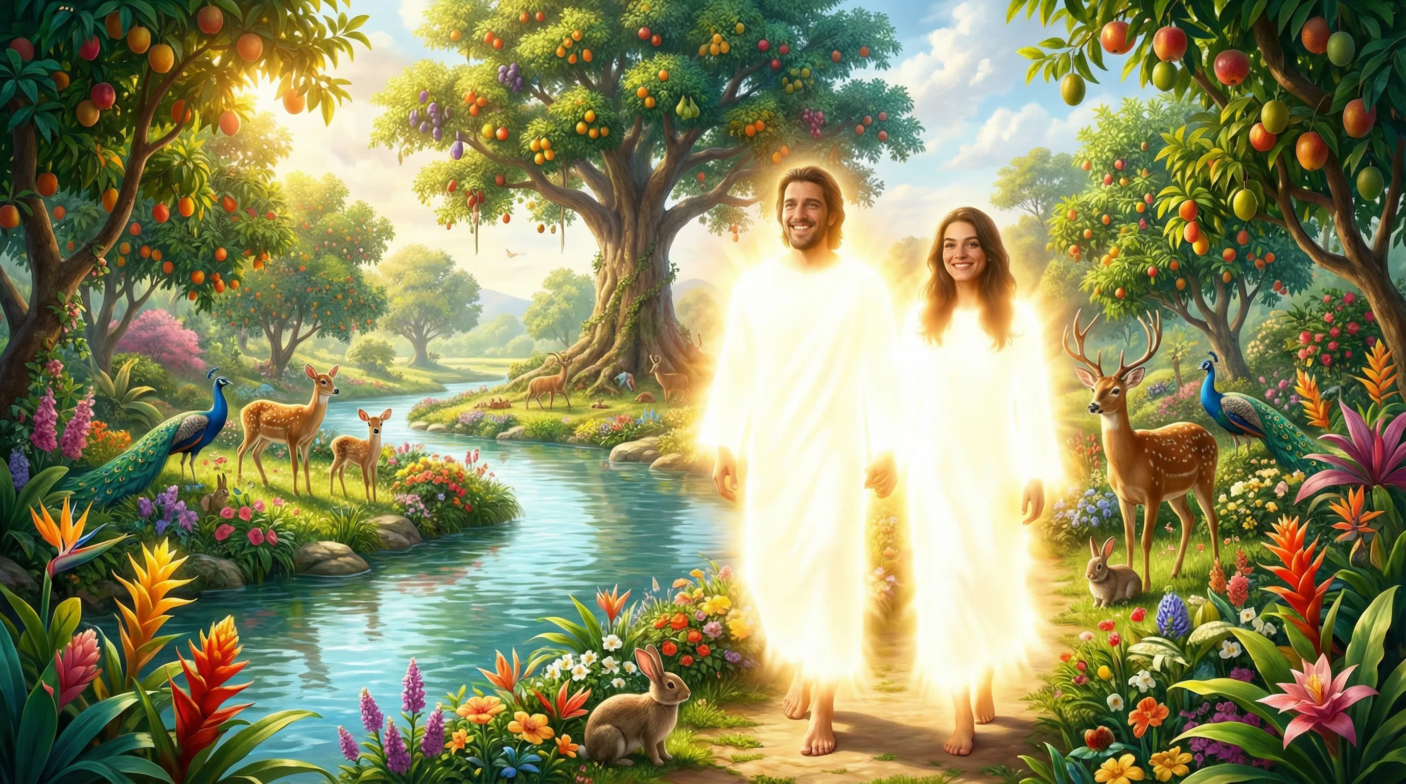 Adam and Eve Walking in the Garden of Eden