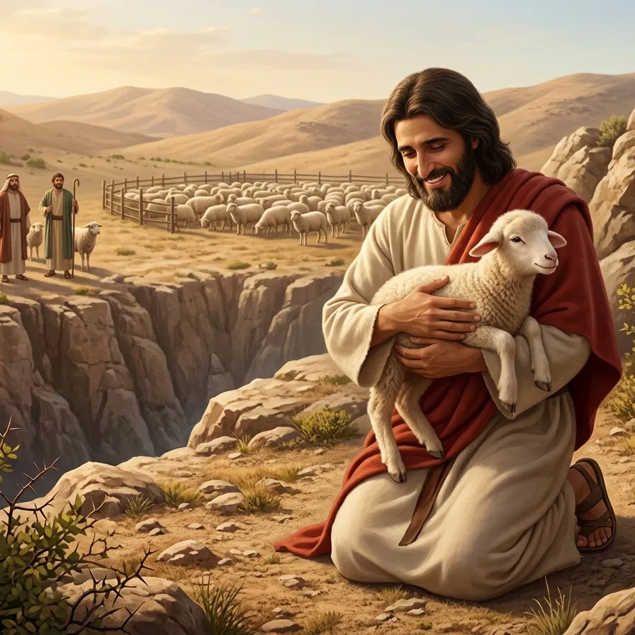 Jesus Carries the Lost Sheep Home
