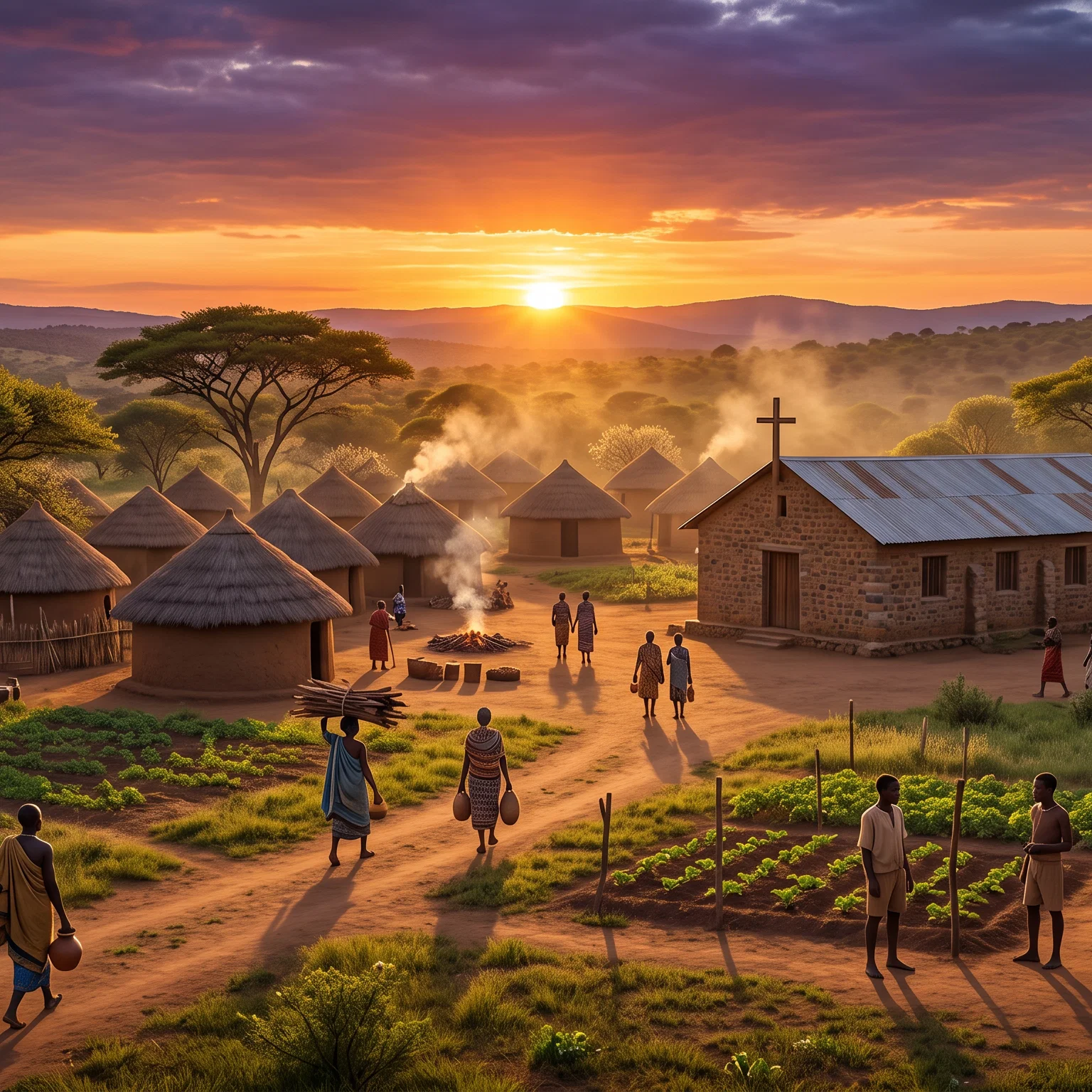 Golden Sunset Over An Ancestral Zimbabwean Village