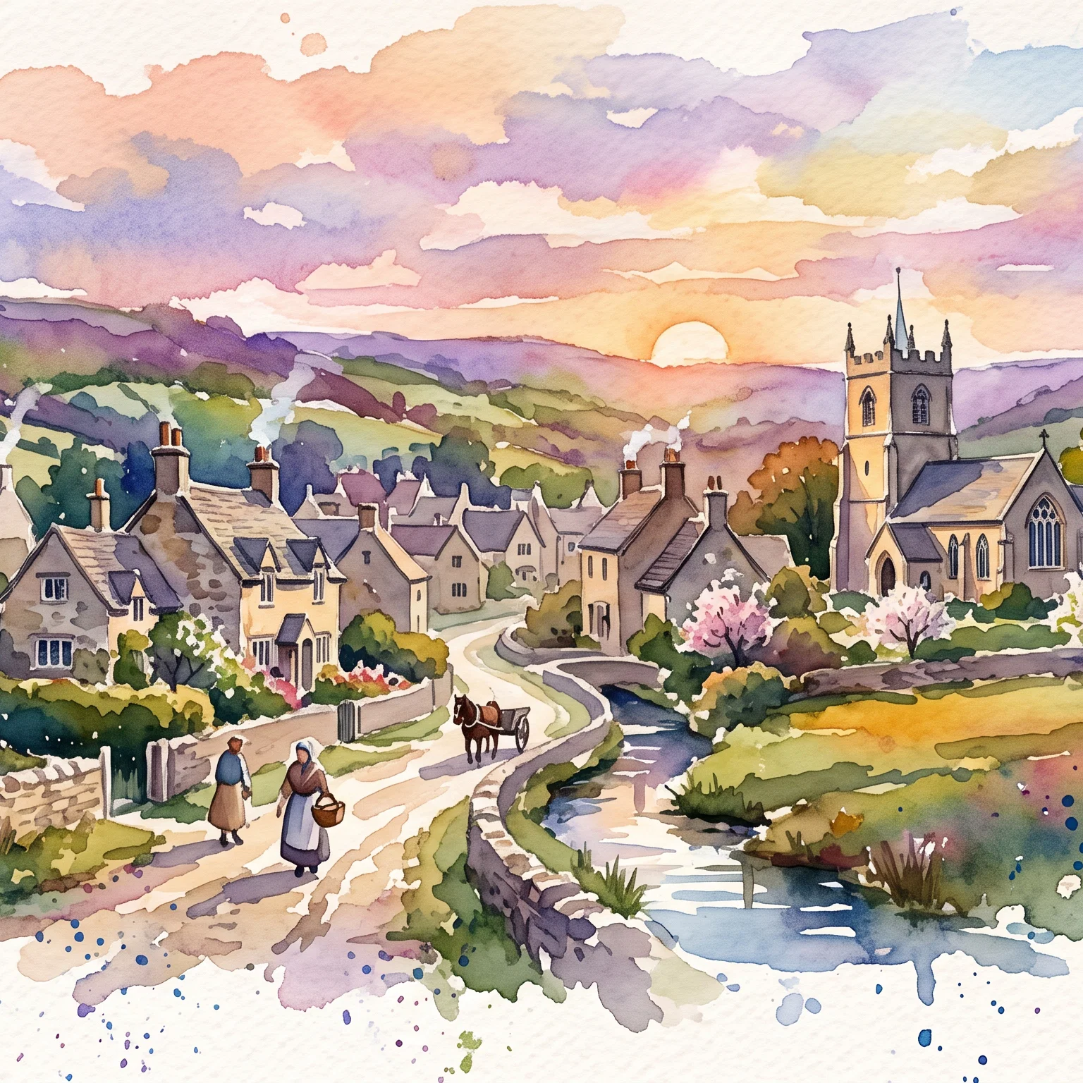 Golden Hour in an English Hamlet