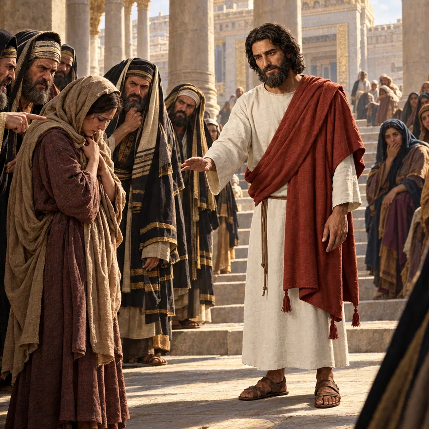 Jesus Stands With the Woman Accused in the Temple
