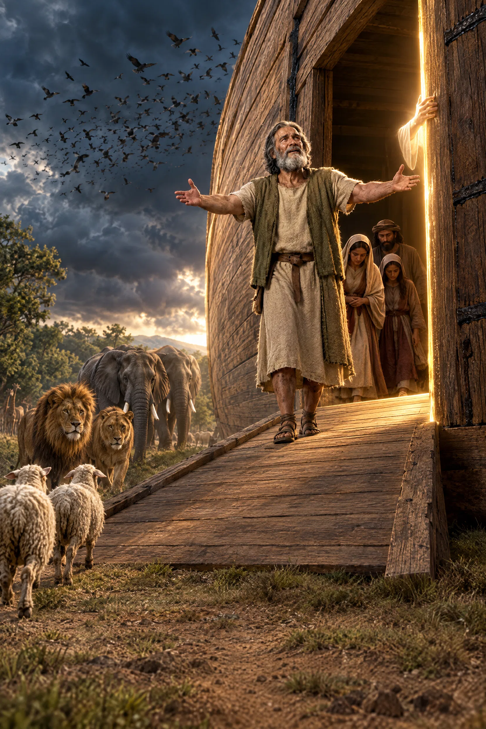 Noah Welcomes the Animals Into the Ark